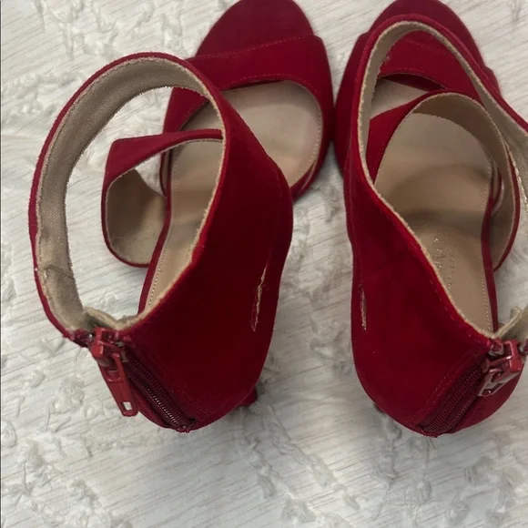 Christian Siriano Red Strappy Heels - Picture 8 of 14